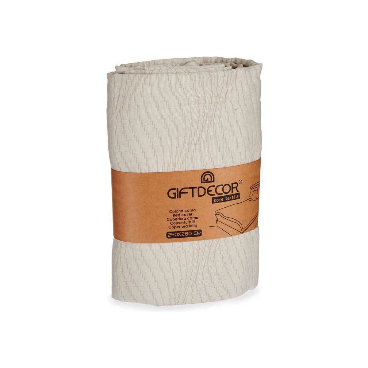 Couvre-lit Gift Decor Beige 240 x 260 cm (4 Unités)